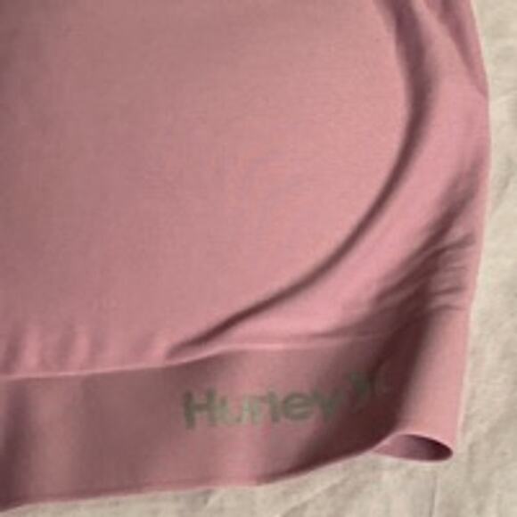 Pink Logo Strap Bralette Hurley Small Stretchy Sports Lounge Top - Picture 4 of 6